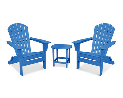 POLYWOOD® South Beach 3-Piece Folding Adirondack Set in Pacific Blue
