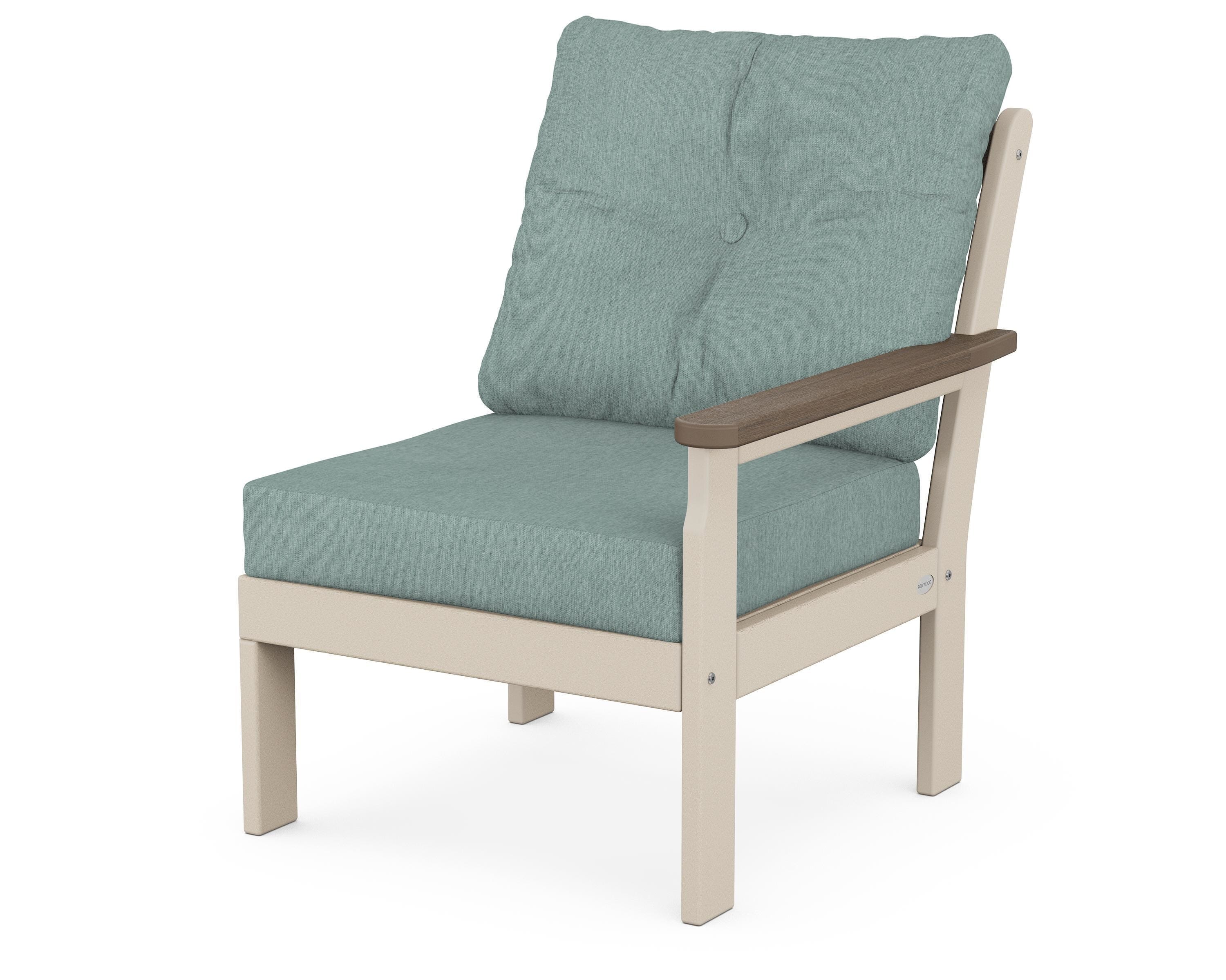 POLYWOOD® Vineyard Modular Right Arm Chair in Sand / Kona / Glacier Spa