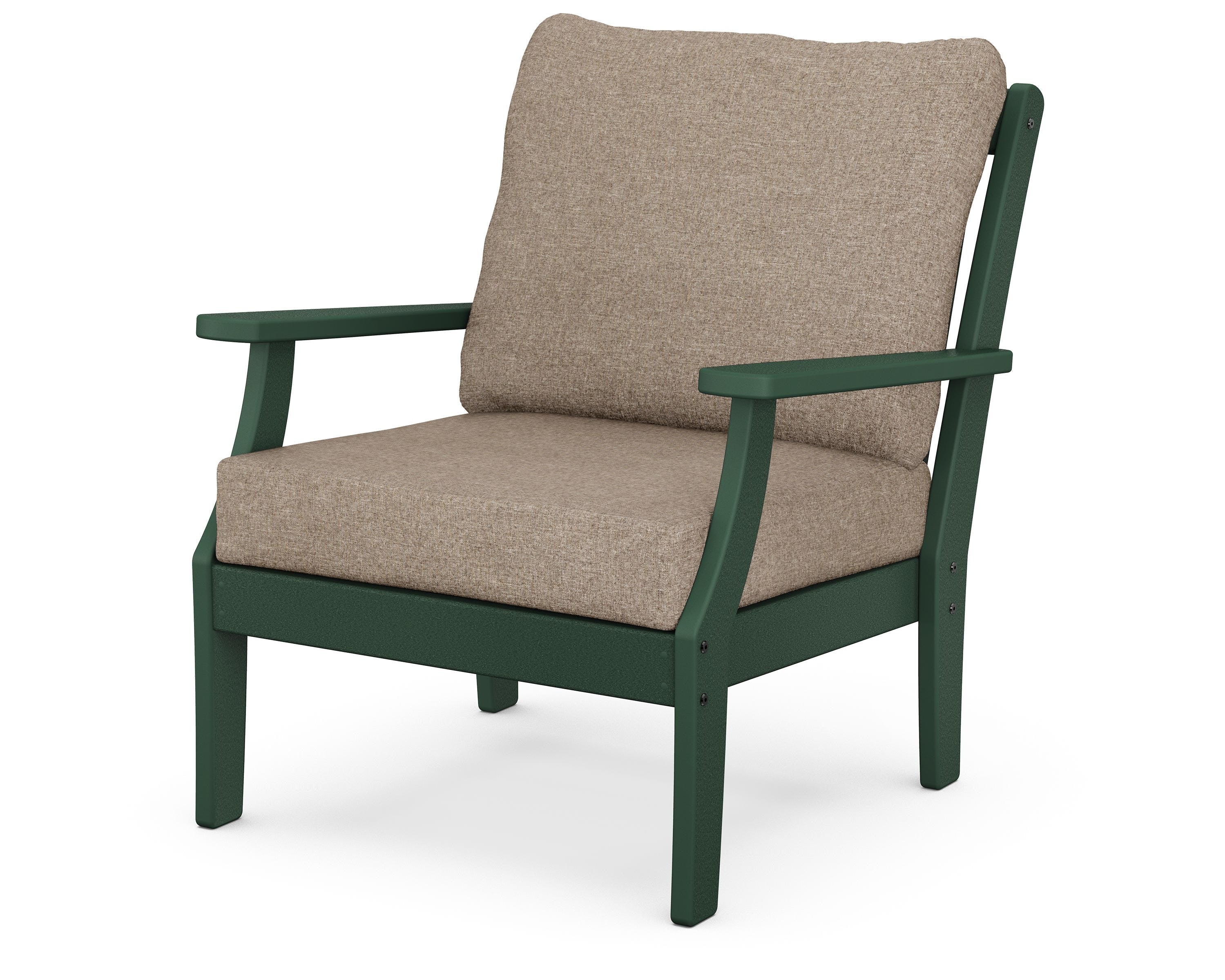 POLYWOOD® Braxton Deep Seating Chair in Green / Spiced Burlap