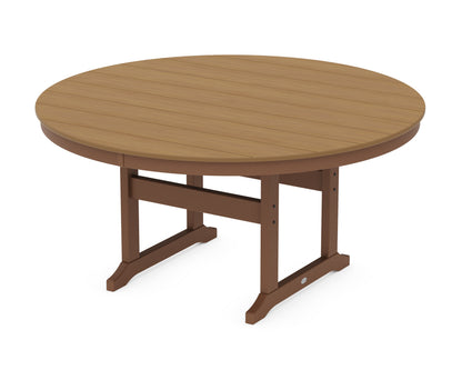 POLYWOOD® 60" Round Farmhouse Dining Table in Teak / Natural