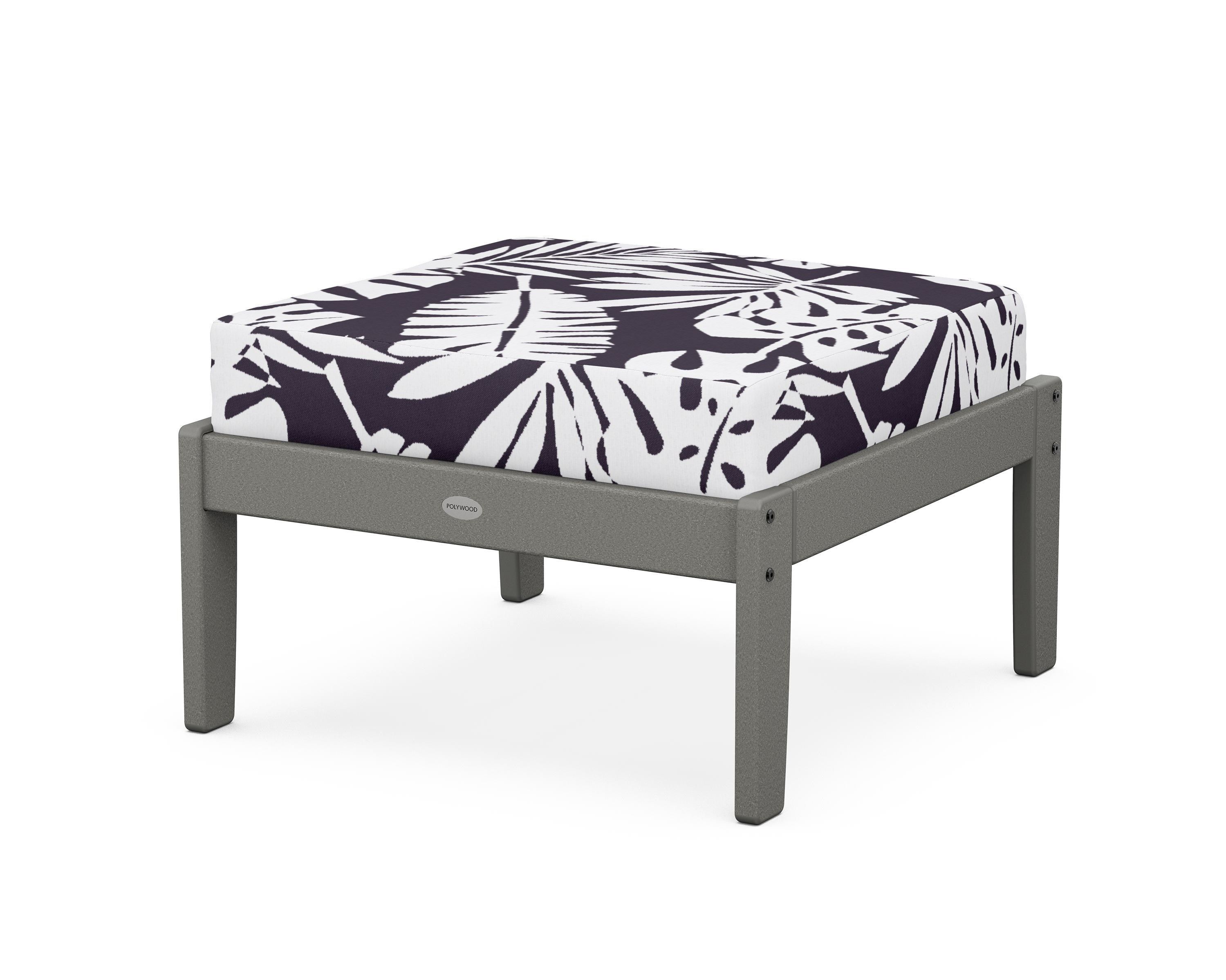 POLYWOOD® Braxton Deep Seating Ottoman in Slate Grey / Leaf Navy