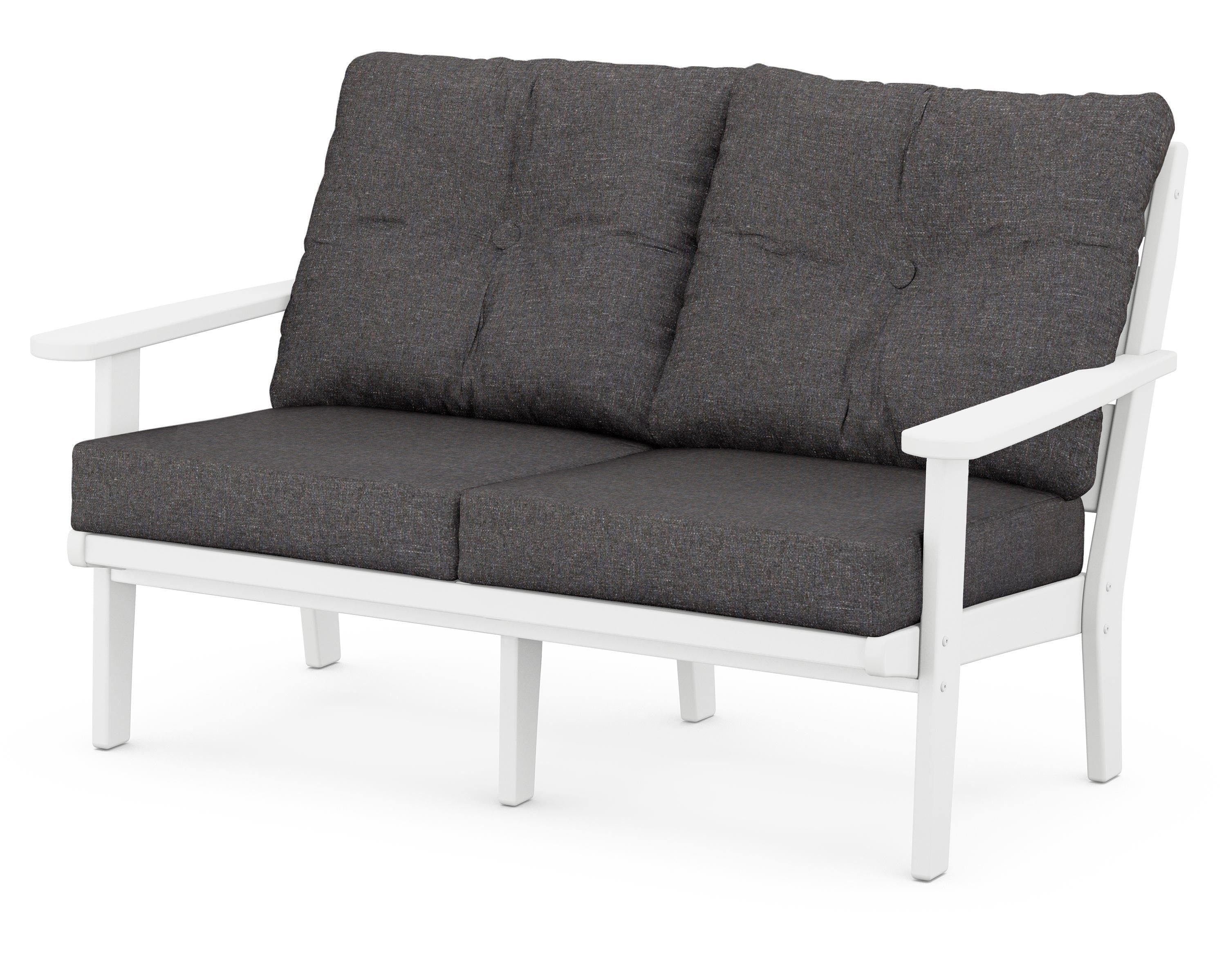 POLYWOOD® Lakeside Deep Seating Loveseat in White / Ash Charcoal