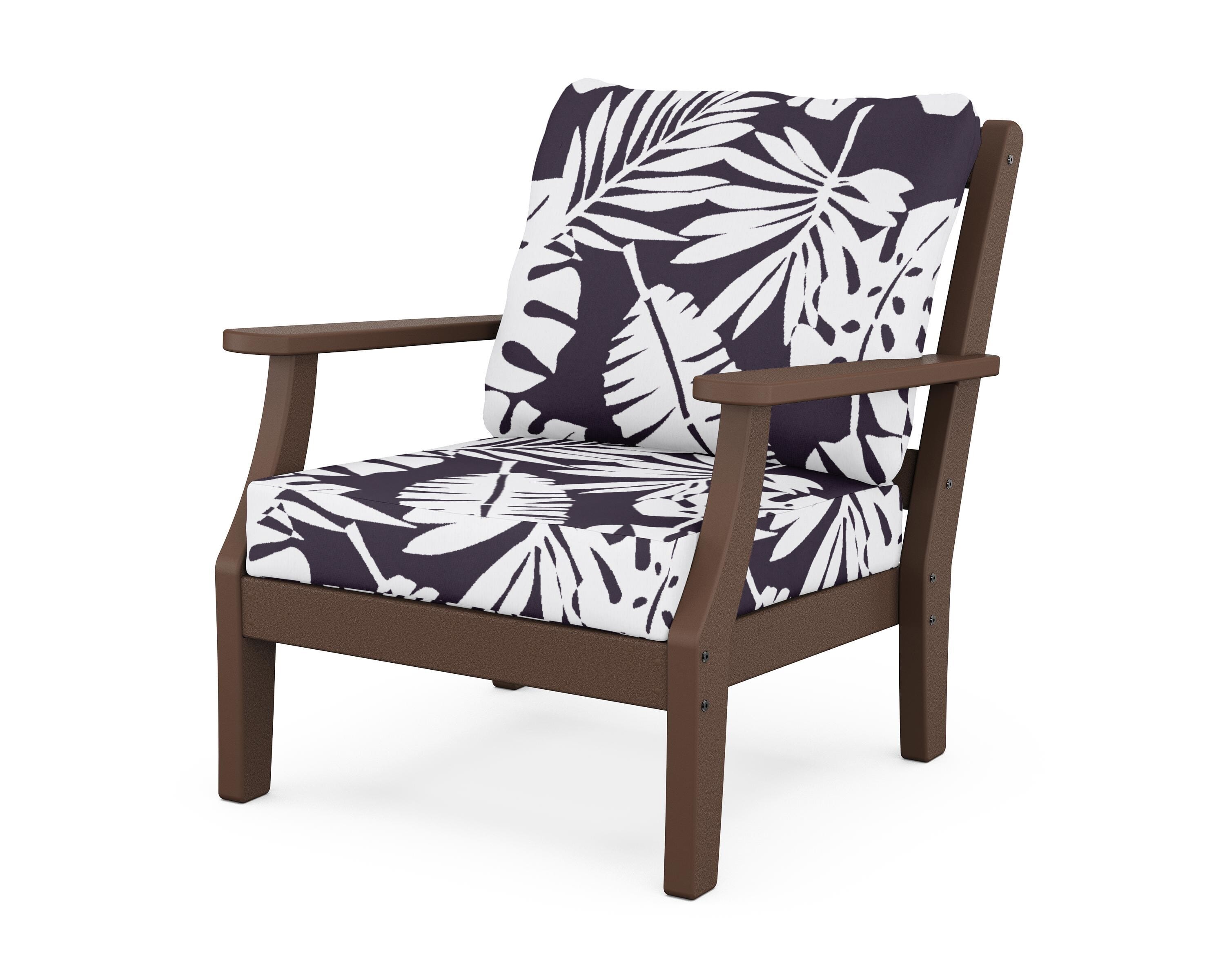 Martha Stewart by POLYWOOD® Chinoiserie Deep Seating Chair in Mahogany / Leaf Navy