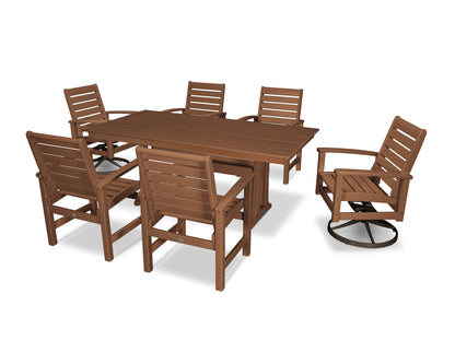 POLYWOOD® 7 Piece Signature Dining Set in Textured Bronze / Teak