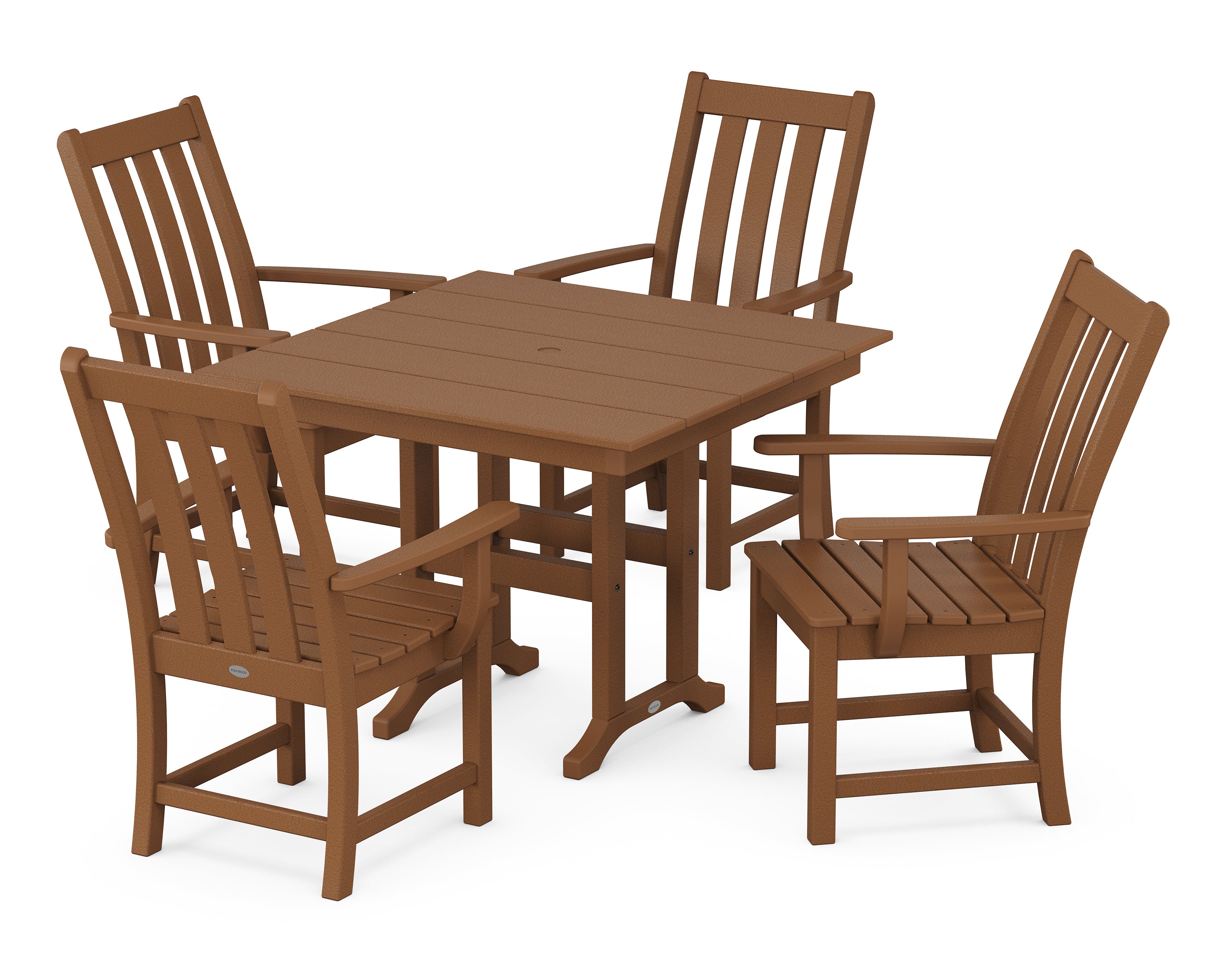 POLYWOOD® Vineyard 5-Piece Farmhouse Dining Set in Teak
