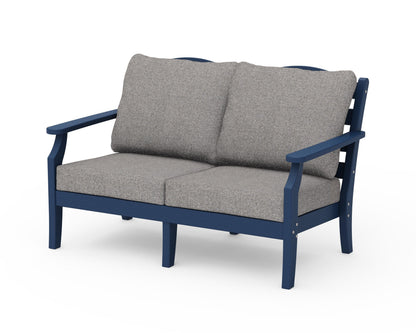 Draper James™ by  POLYWOOD® Savannah Deep Seating Loveseat in Navy / Grey Mist