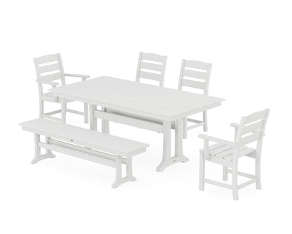 POLYWOOD® Lakeside 6-Piece Farmhouse Dining Set With Trestle Legs in White
