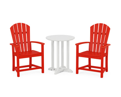 POLYWOOD® Palm Coast 3-Piece Round Farmhouse Bistro Dining Set in Sunset Red / White
