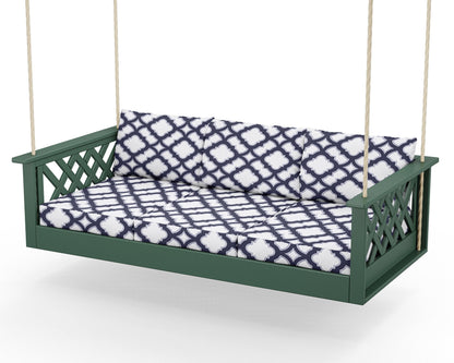 Country Living Wovendale Daybed Swing in Green / Trellis Navy