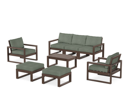 POLYWOOD® EDGE Sectional 8-Piece Lounge Sofa Set in Mahogany / Cast Sage