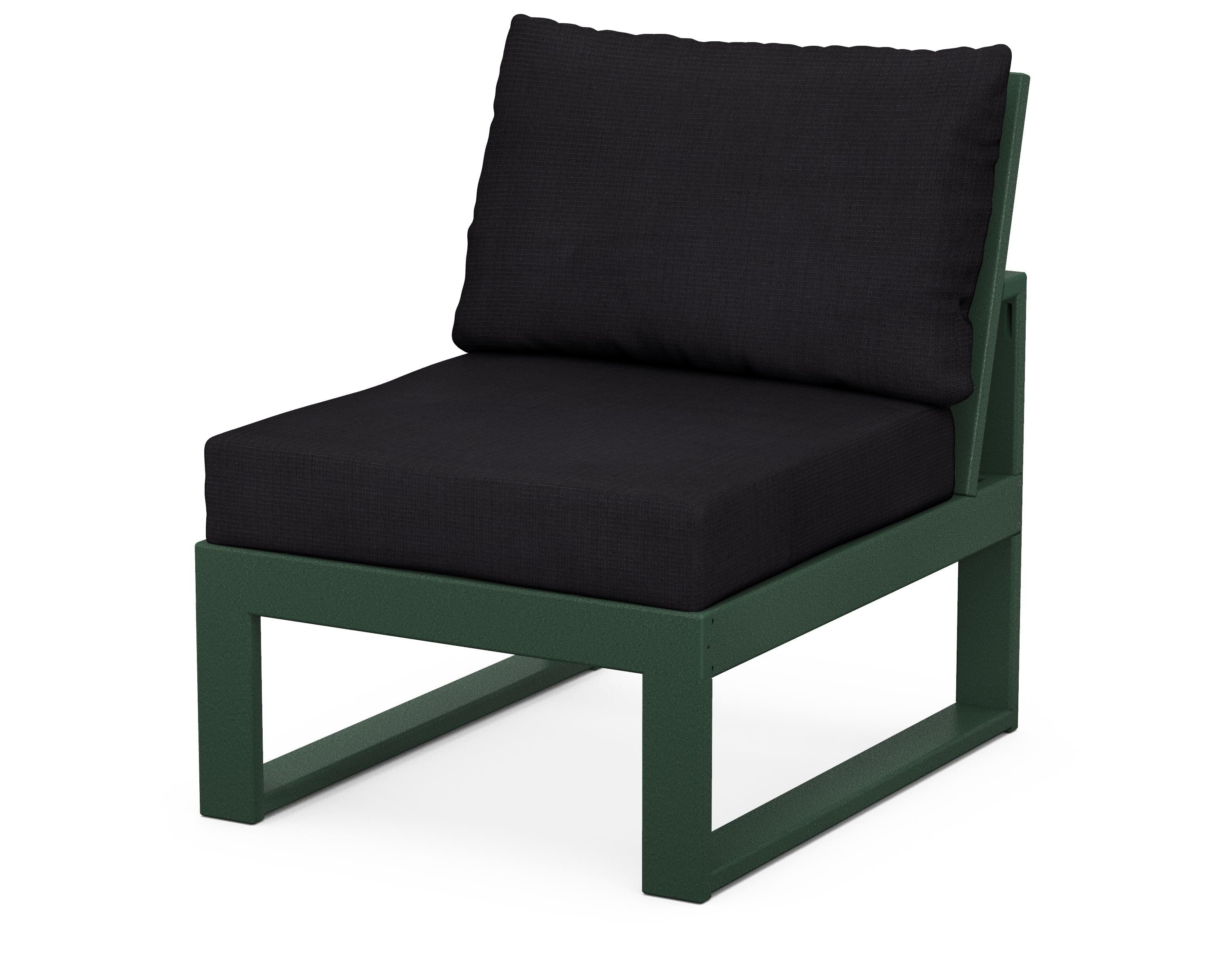 Unbranded Modular Armless Chair in Green / Midnight Linen