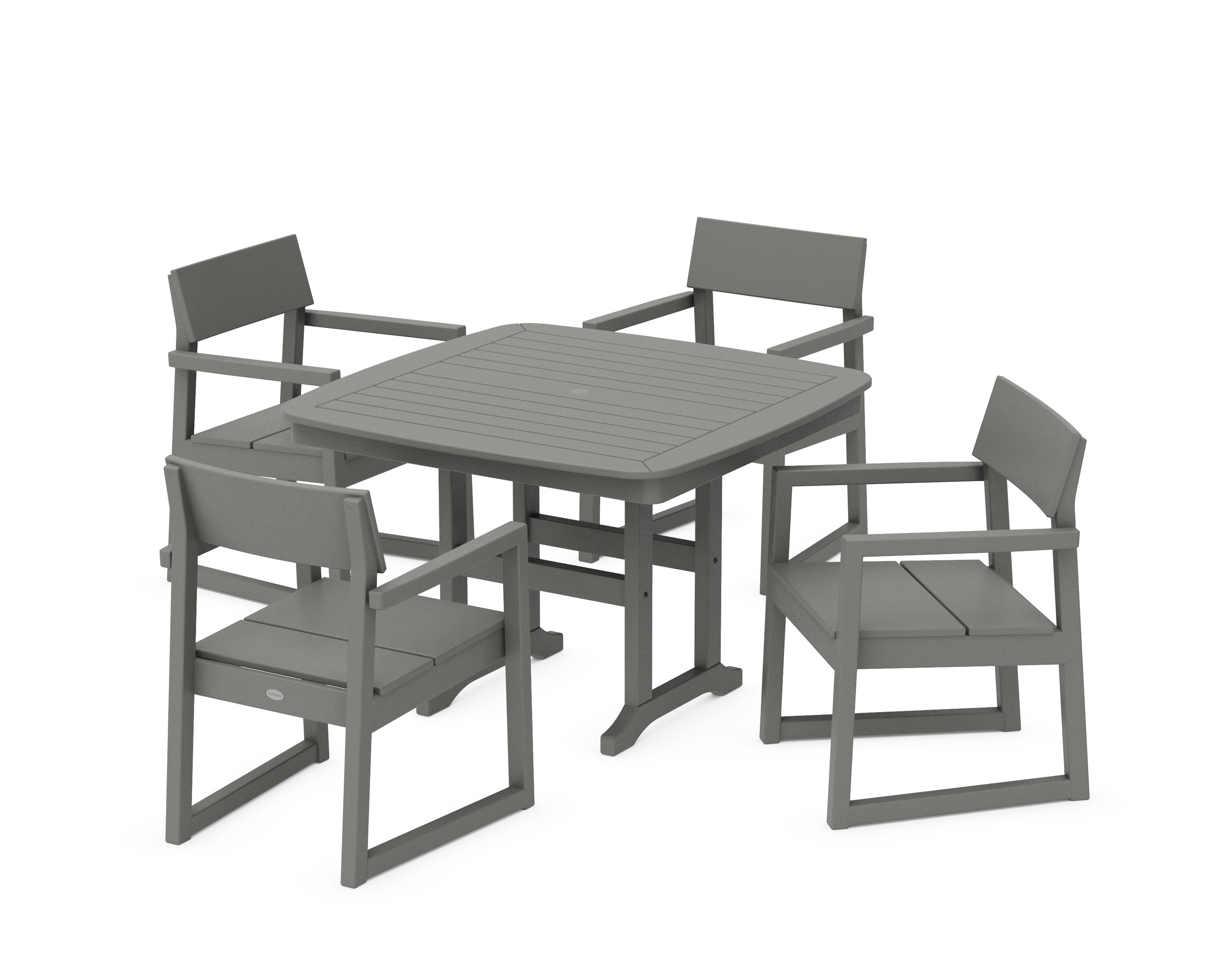 POLYWOOD® EDGE 5-Piece Dining Set with Trestle Legs in Slate Grey