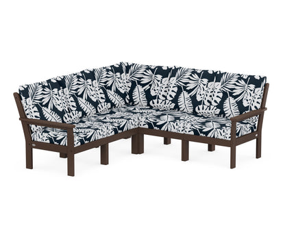 POLYWOOD® Vineyard 5-Piece Sectional in Mahogany / Leaf Marine Indigo