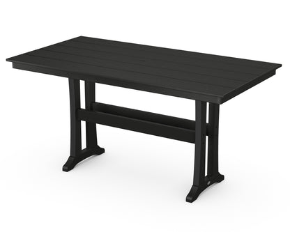 POLYWOOD® Farmhouse Trestle 37" x 72" Counter Table in Black