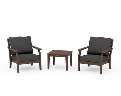 Draper James™ by  POLYWOOD® Savannah 3-Piece Deep Seating Set in Mahogany / Spectrum Carbon