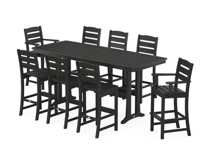 POLYWOOD® Lakeside 9-Piece Bar Set with Trestle Legs in Black