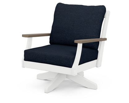 POLYWOOD® Braxton Deep Seating Swivel Chair in White / Kona / Marine Indigo