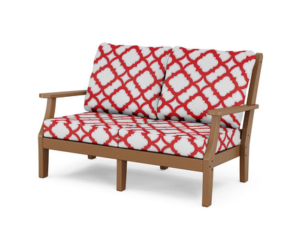 Country Living Wovendale Deep Seating Loveseat in Teak / Trellis Crimson