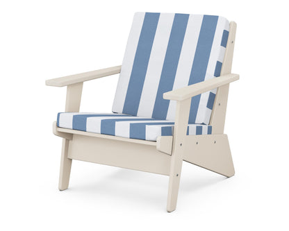 POLYWOOD® Riviera Modern Lounge Chair in Sand / Cabana Stripe Sky Blue