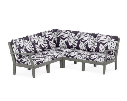 POLYWOOD® Braxton Modular 5-Piece Deep Seating Set in Slate Grey / Leaf Navy
