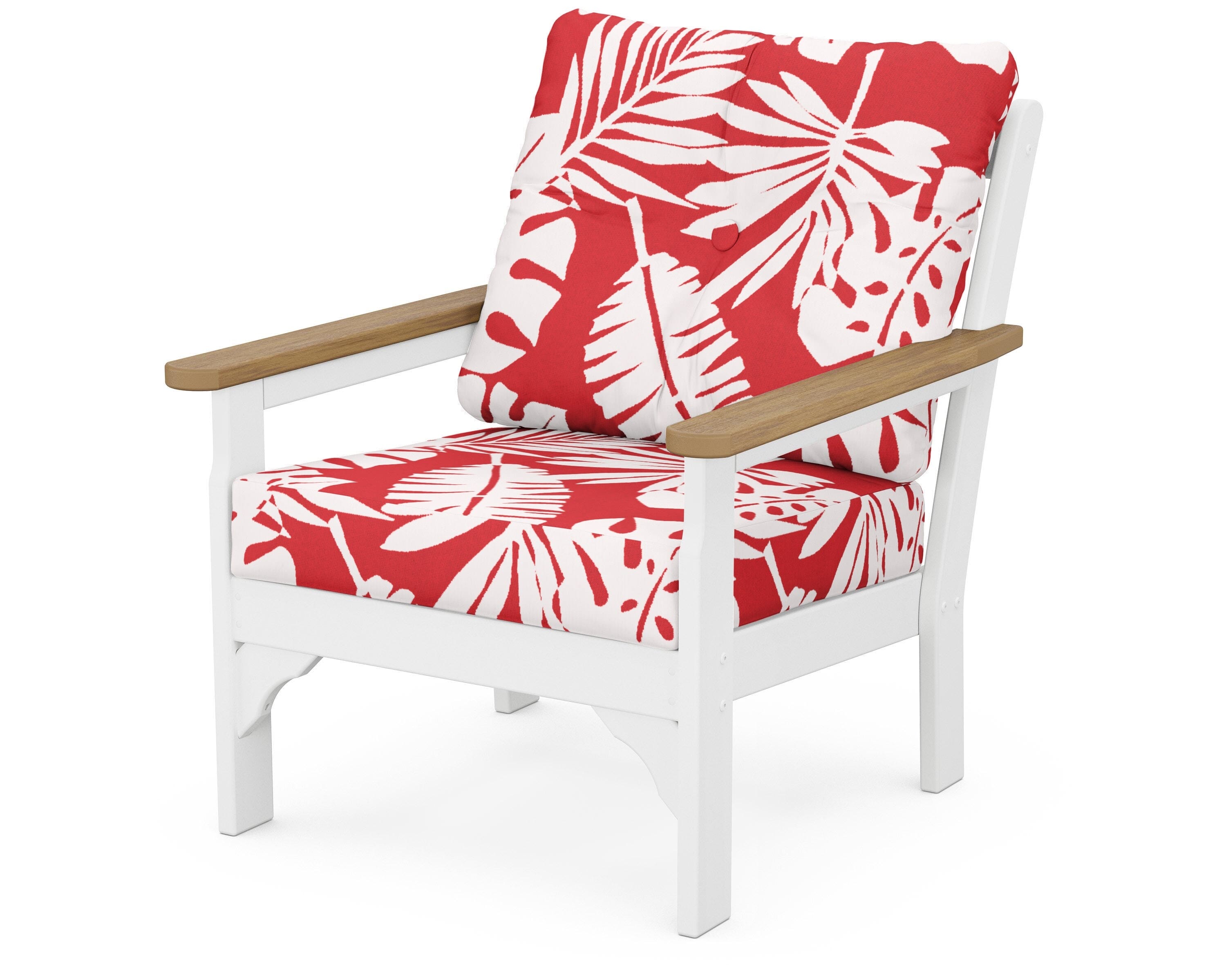 POLYWOOD® Vineyard Deep Seating Chair in White / Natural / Leaf Crimson
