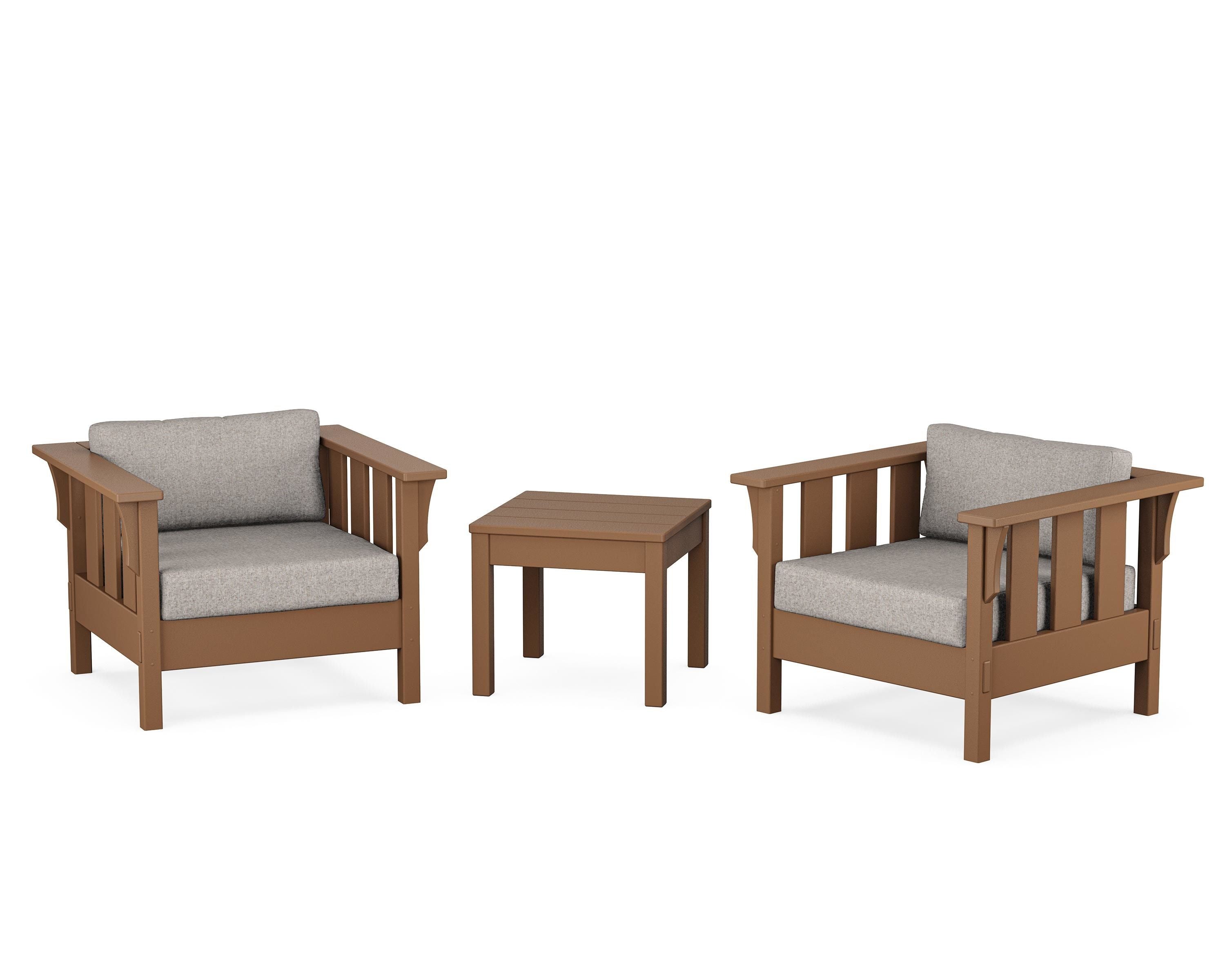 Martha Stewart by POLYWOOD® Acadia 3-Piece Deep Seating Set in Teak / Weathered Tweed