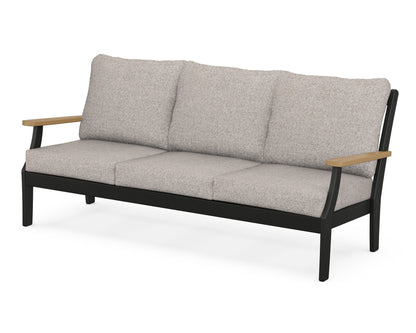 POLYWOOD® Braxton Deep Seating Sofa in Black / Natural / Weathered Tweed