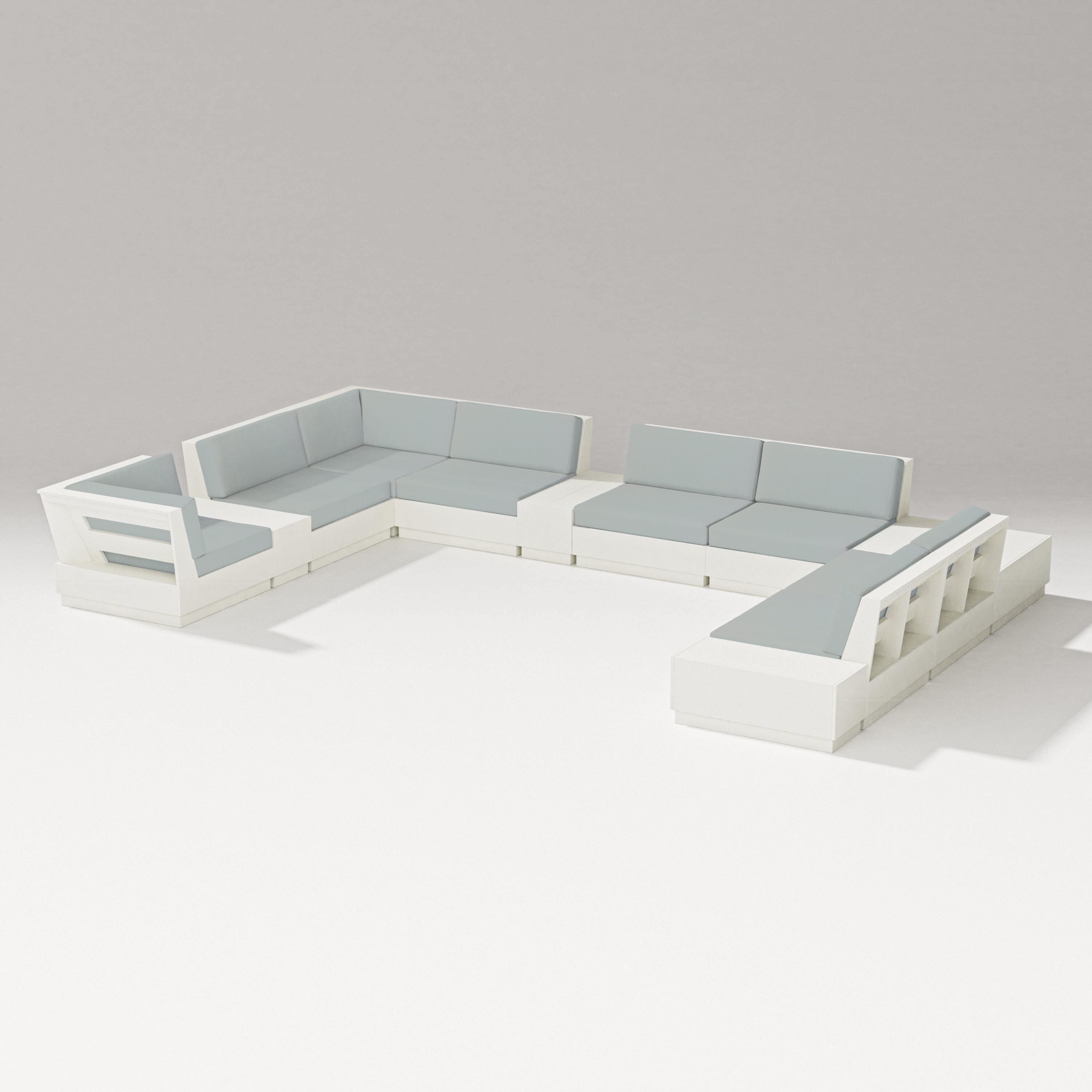 PW Designer Series Elevate 12-Piece Conversation Sectional Set in Vintage White / Spa