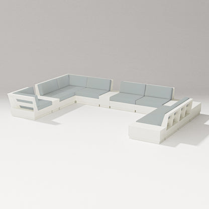 PW Designer Series Elevate 12-Piece Conversation Sectional Set in Vintage White / Spa