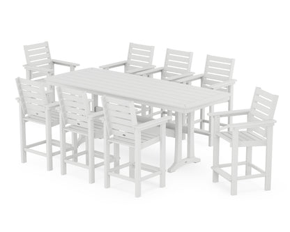 POLYWOOD® Captain 9-Piece Counter Set with Trestle Legs in White
