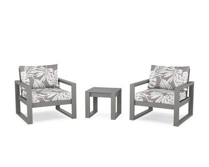 POLYWOOD® EDGE Sectional 3-Piece Deep Seating Set in Slate Grey / Leaf Grey Mist