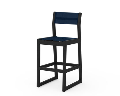 POLYWOOD® EDGE Sling Bar Side Chair in Black / Navy Blue Sling