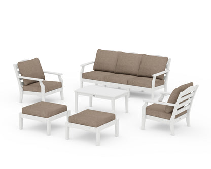 Draper James™ by  POLYWOOD® Savannah 6-Piece Lounge Sofa Set in White / Spiced Burlap