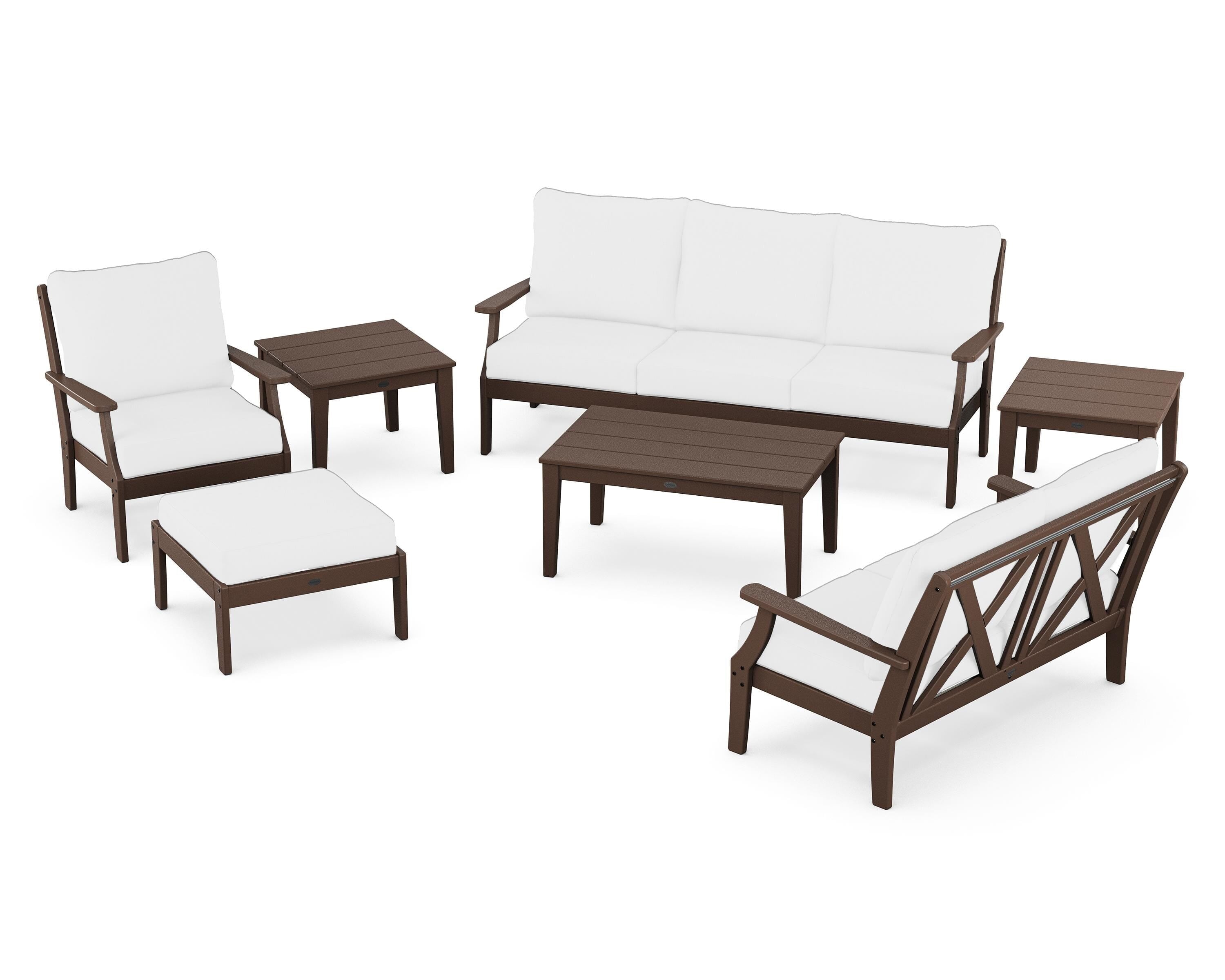 POLYWOOD® Braxton 7-Piece Deep Seating Set in Mahogany / Natural