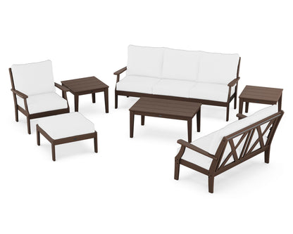 POLYWOOD® Braxton 7-Piece Deep Seating Set in Mahogany / Natural