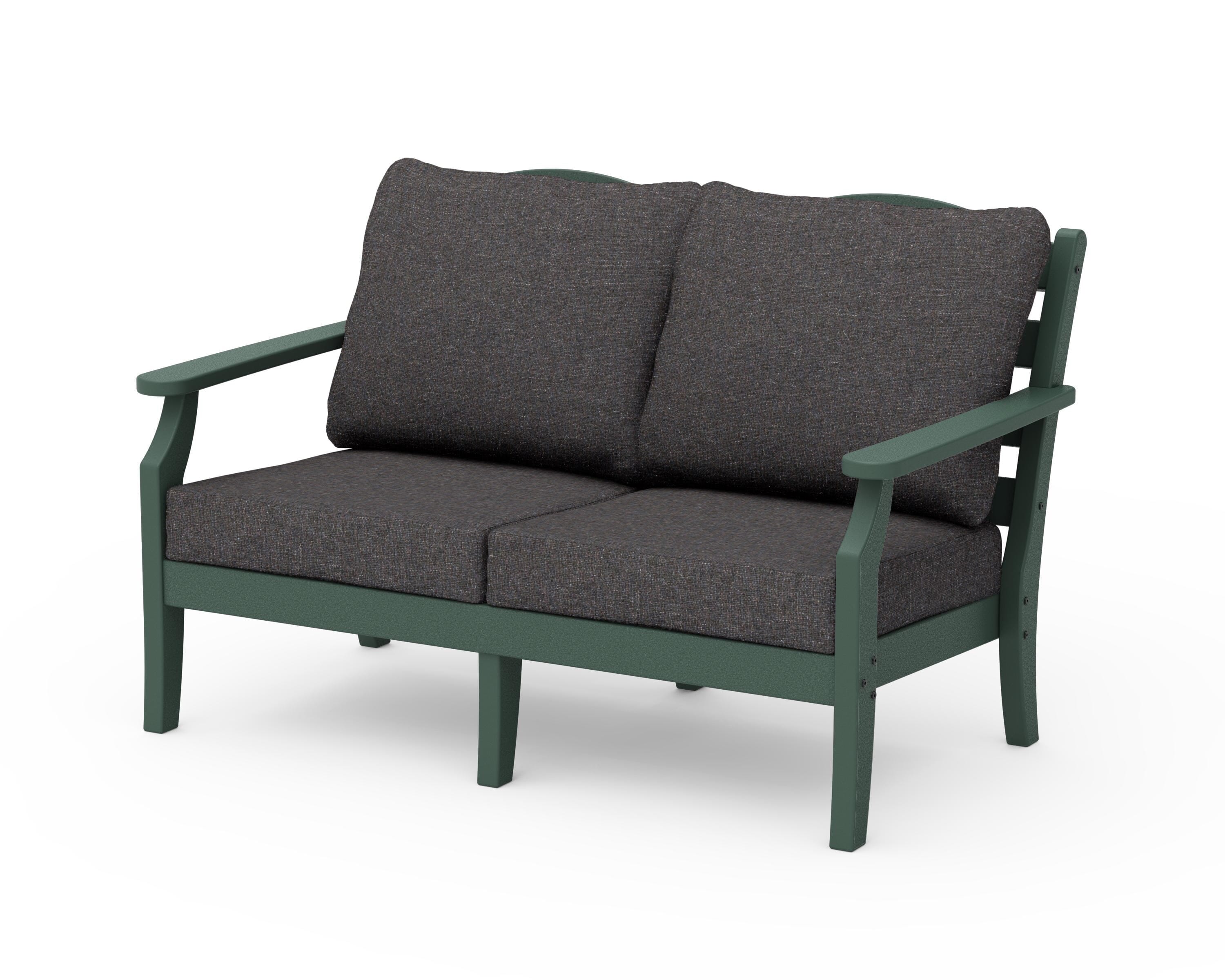 Draper James™ by  POLYWOOD® Savannah Deep Seating Loveseat in Green / Ash Charcoal