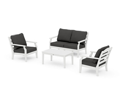 Draper James™ by  POLYWOOD® Savannah 4-Piece Deep Seating Set with Loveseat in White / Spectrum Carbon