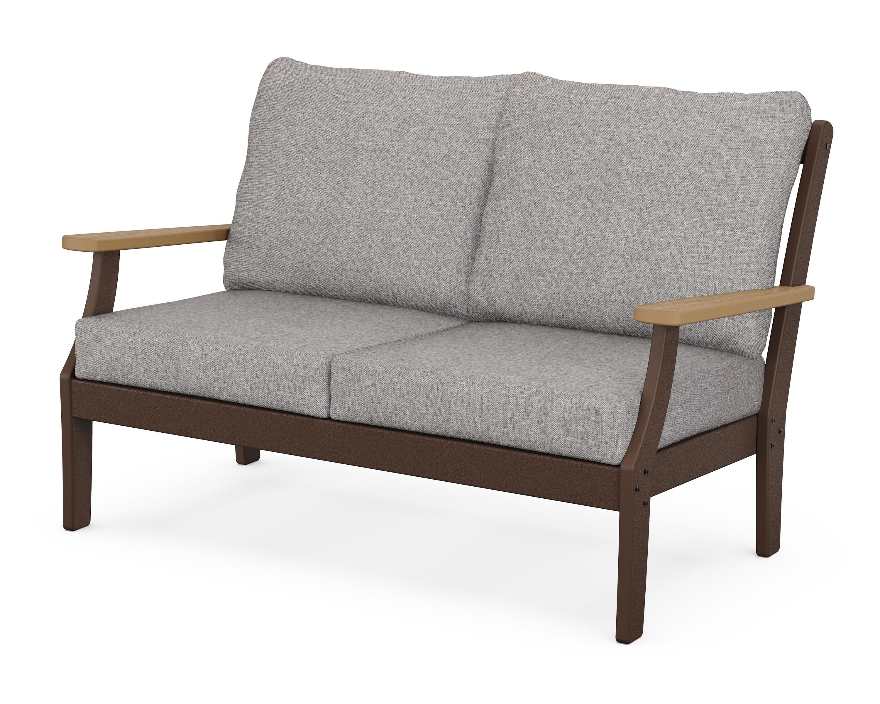 POLYWOOD® Braxton Deep Seating Loveseat in Mahogany / Natural / Grey Mist