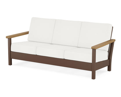 POLYWOOD® Harbour Deep Seating Sofa in Mahogany / Natural / Natural Linen