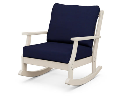 POLYWOOD® Braxton Deep Seating Rocking Chair in Sand / Navy