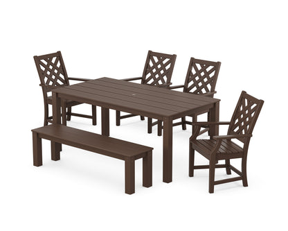 Country Living Wovendale 6-Piece Parsons Dining Set with Bench in Mahogany