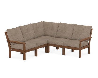 POLYWOOD® Vineyard 5-Piece Sectional in Teak / Spiced Burlap