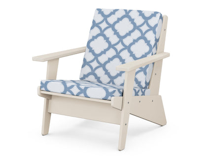POLYWOOD® Riviera Modern Lounge Chair in Sand / Trellis Sky Blue