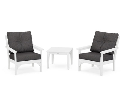 POLYWOOD® Vineyard 3-Piece Deep Seating Set in White / Ash Charcoal