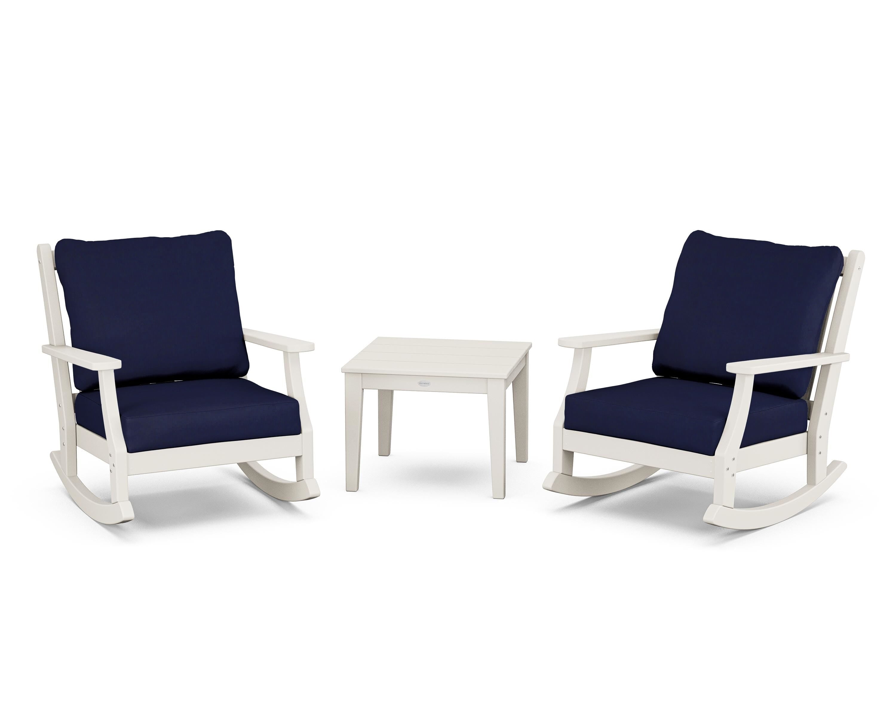Country Living Wovendale 3-Piece Deep Seating Rocker Set in Sand / Navy