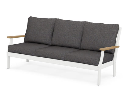 POLYWOOD® Braxton Deep Seating Sofa in White / Natural / Ash Charcoal
