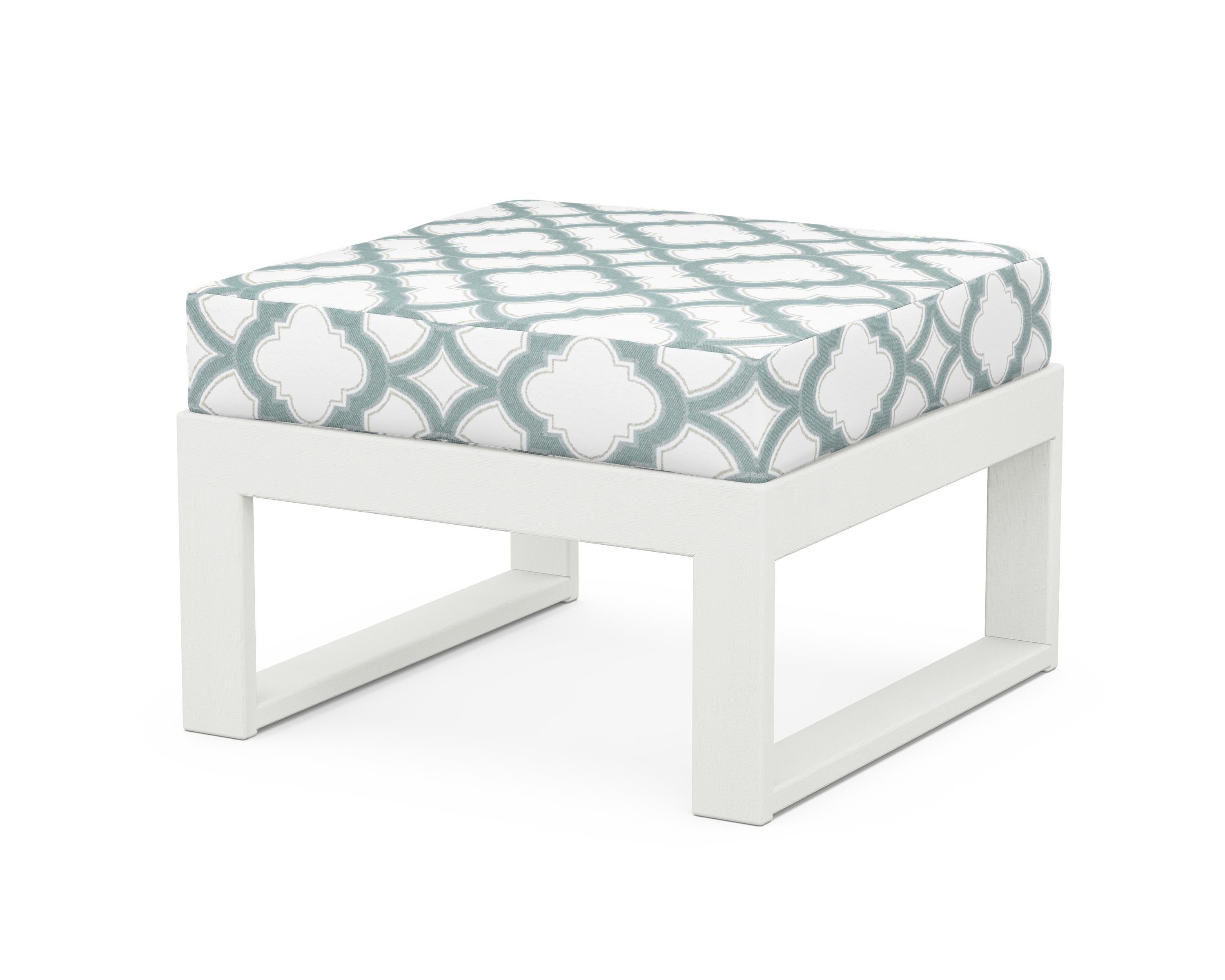 Unbranded Modular Ottoman - Modern in Vintage White / Trellis Glacier Spa