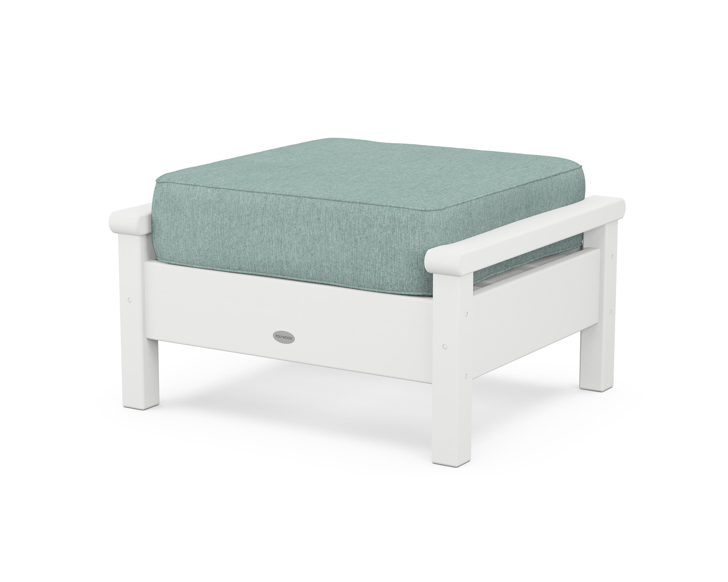 POLYWOOD® Harbour Deep Seating Ottoman in White / Glacier Spa