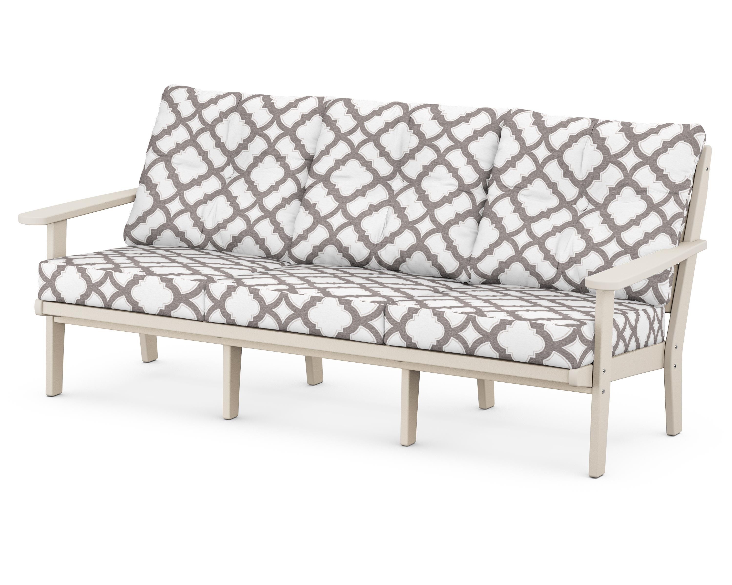 POLYWOOD® Lakeside Deep Seating Sofa in Sand / Trellis Grey Mist