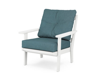 POLYWOOD® Oxford Deep Seating Chair in White / Ocean Teal